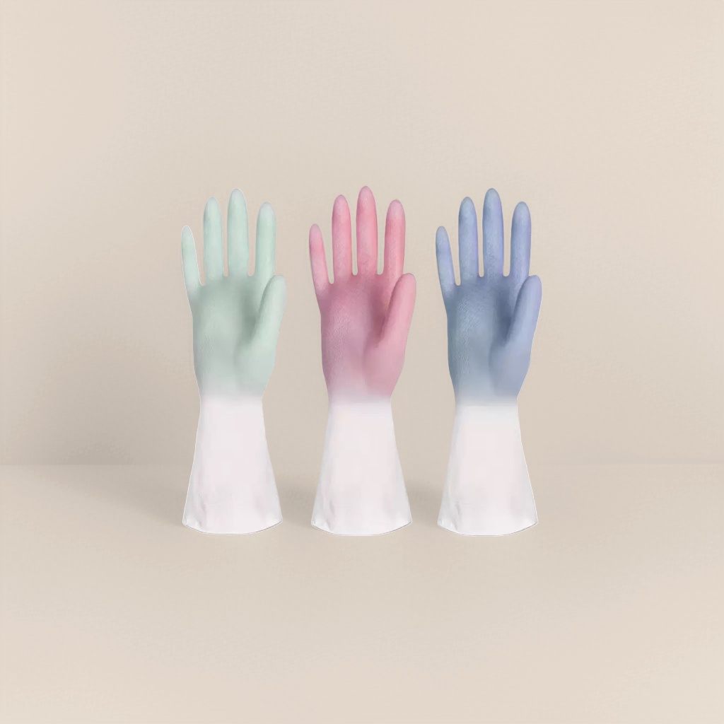 Colored rubber gloves are anti-slip, wear-resistant and suitable for both men and women for household cleaning and protection