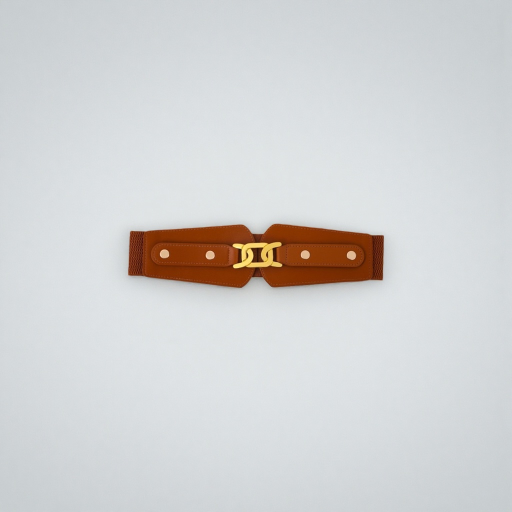 The brown leather belt for men is simple and versatile. It features a genuine leather belt adjustment buckle design Specification image