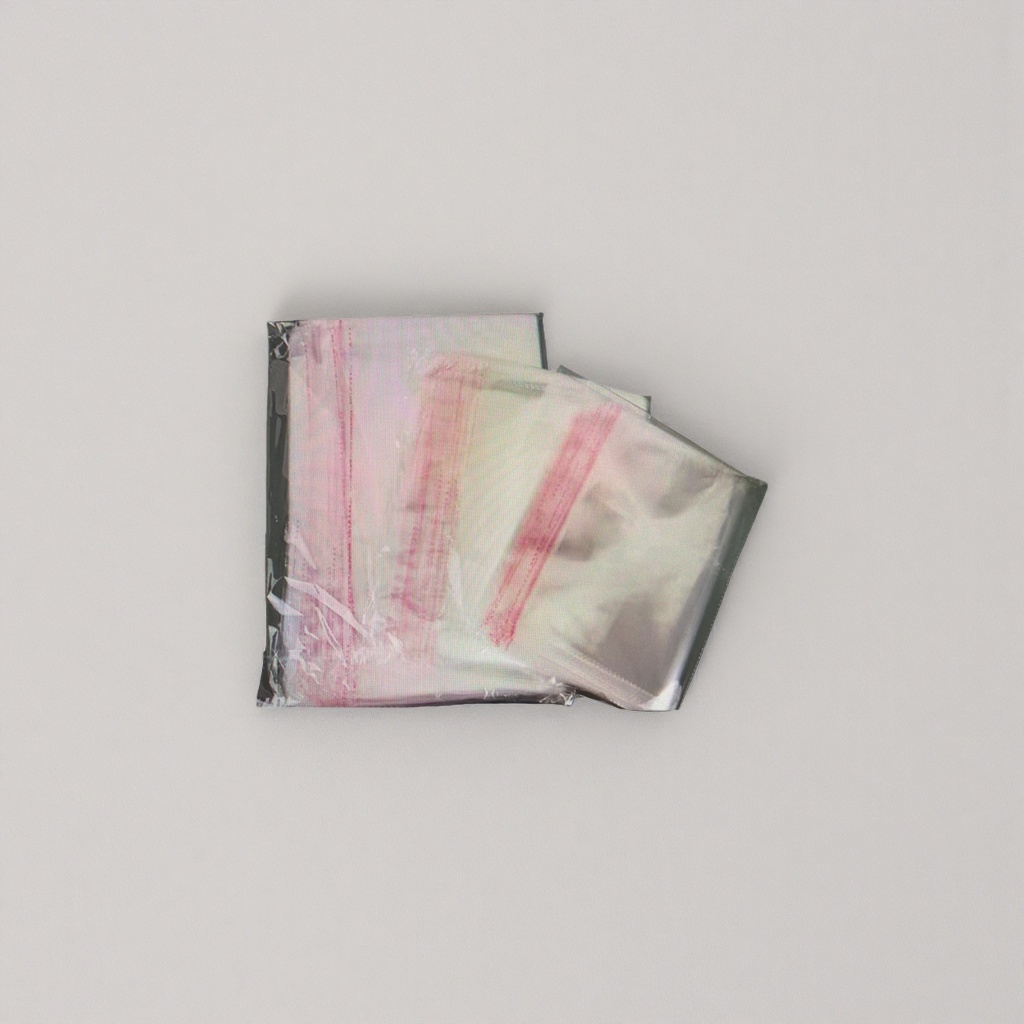 An eco-friendly handbag with a transparent plastic bag and red striped paper packaging Specification image