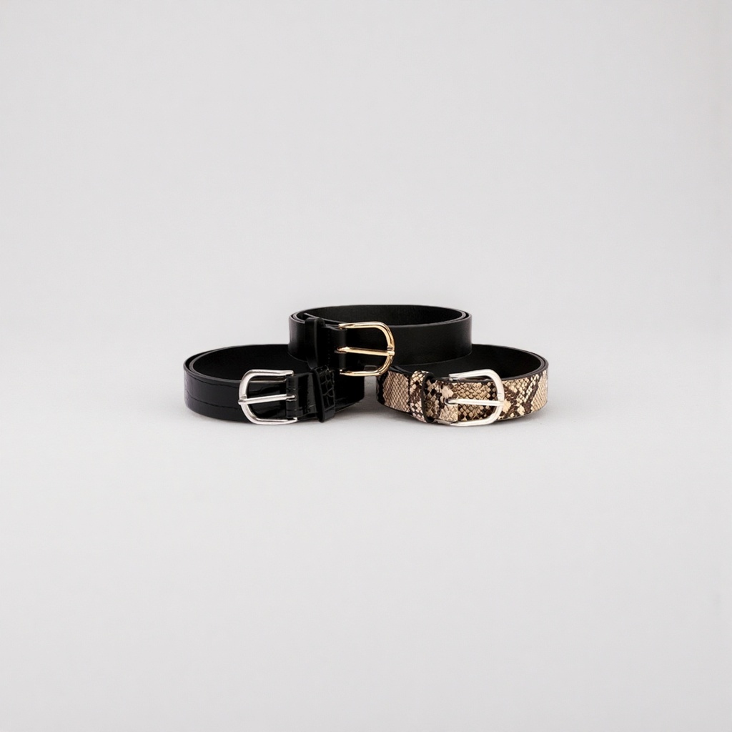 Three-piece men's genuine leather belt, simple business casual belt, adjustable Specification image
