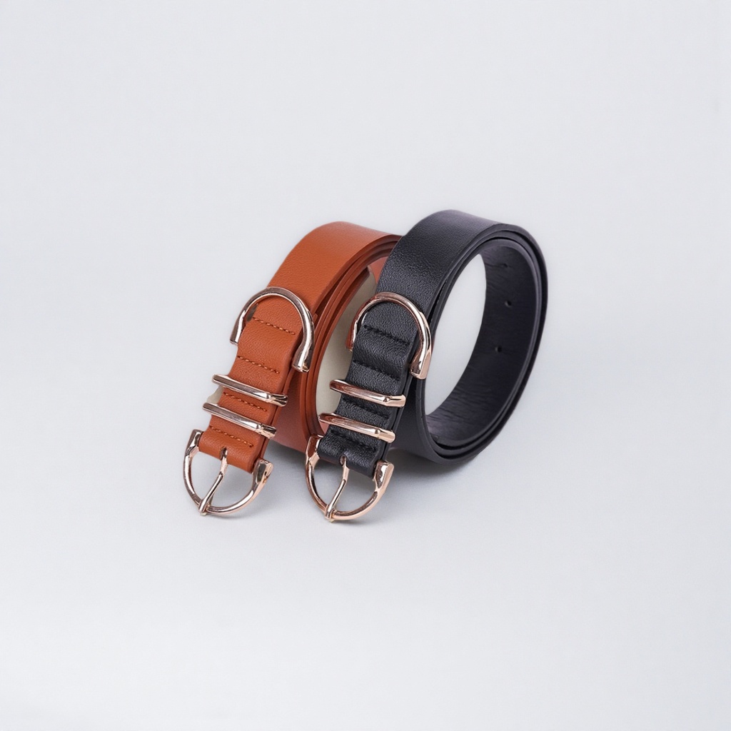 Leather men's self-locking belt, 3.5cm wide, available in black and brown Specification image