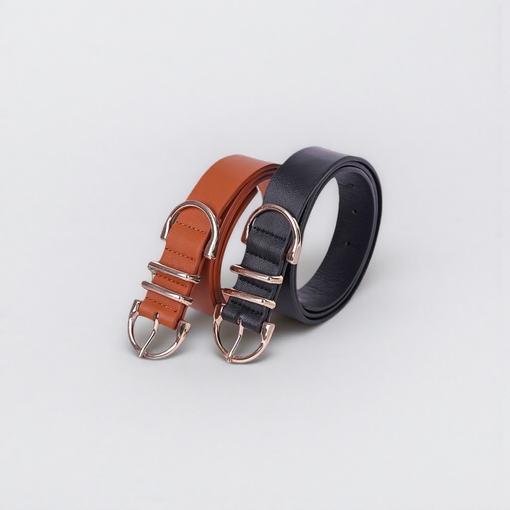Leather men's self-locking belt, 3.5cm wide, available in black and brown