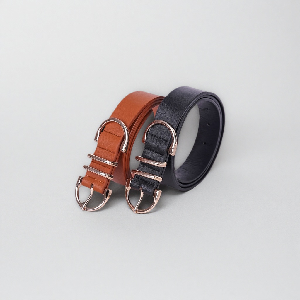 Leather men's self-locking belt, 3.5cm wide, available in black and brown Application Scenario