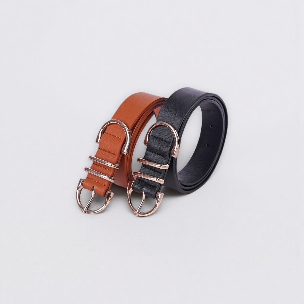 Leather men's self-locking belt, 3.5cm wide, available in black and brown details Picture
