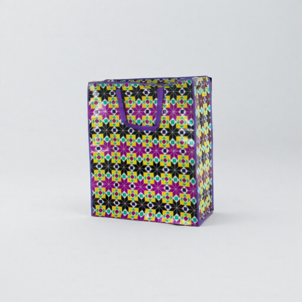 Colorful geometric pattern shopping bags, large-capacity eco-friendly canvas handbags Specification image