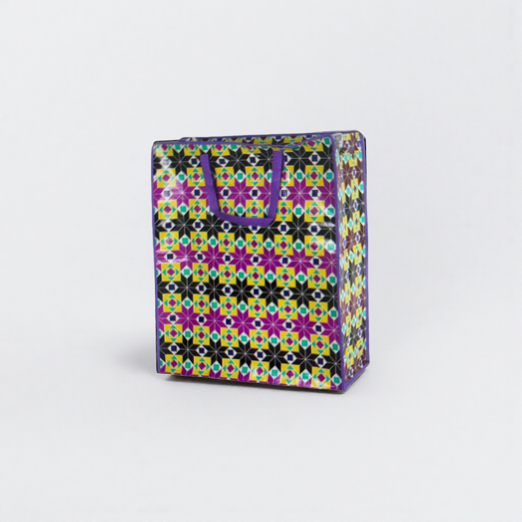 Colorful geometric pattern shopping bags, large-capacity eco-friendly canvas handbags