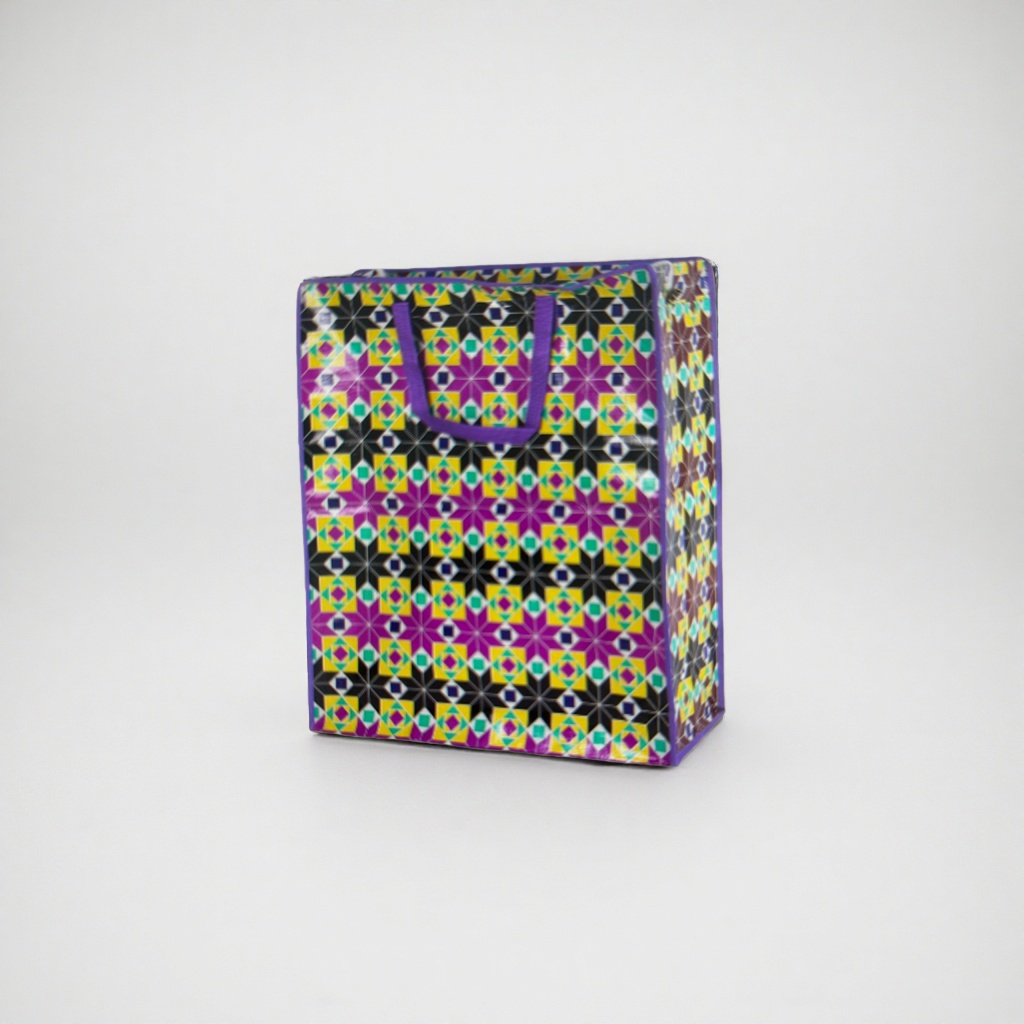 Colorful geometric pattern shopping bags, large-capacity eco-friendly canvas handbags details Picture