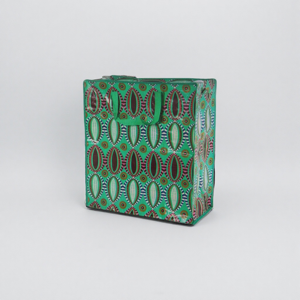 Green-patterned woven bags, thickened, durable and environmentally friendly shopping bags details Picture