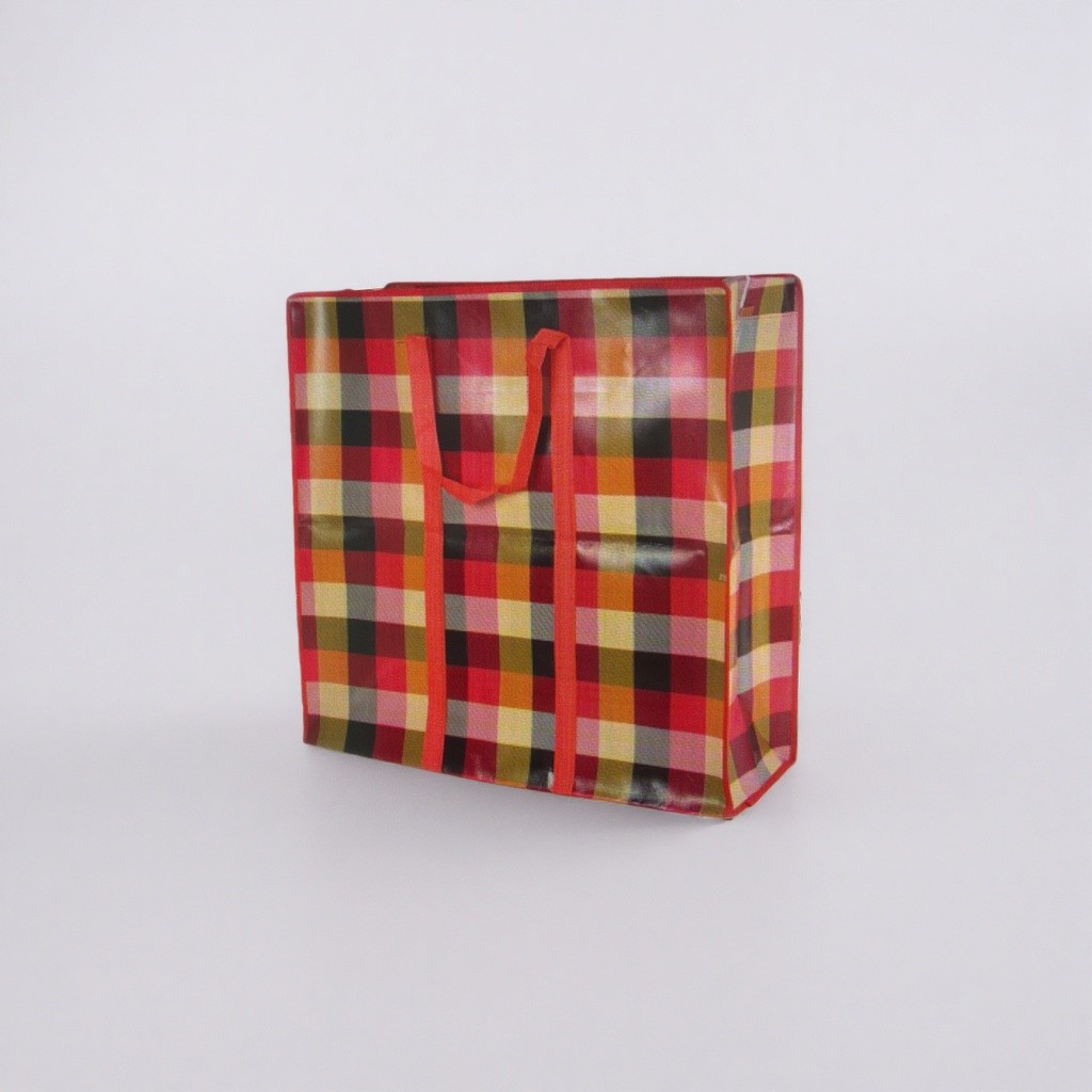 The checkered pattern handbag is a fashionable, simple and eco-friendly shopping bag Specification image