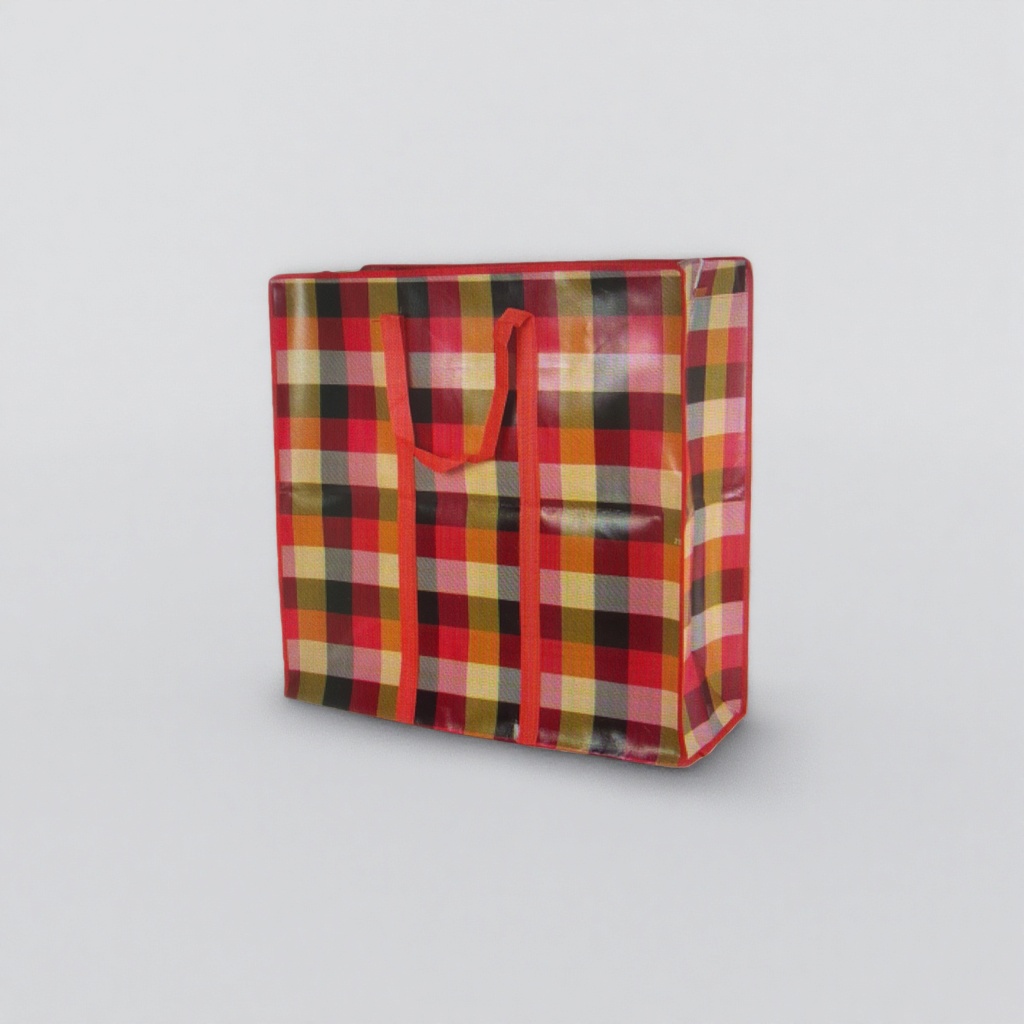 The checkered pattern handbag is a fashionable, simple and eco-friendly shopping bag details Picture
