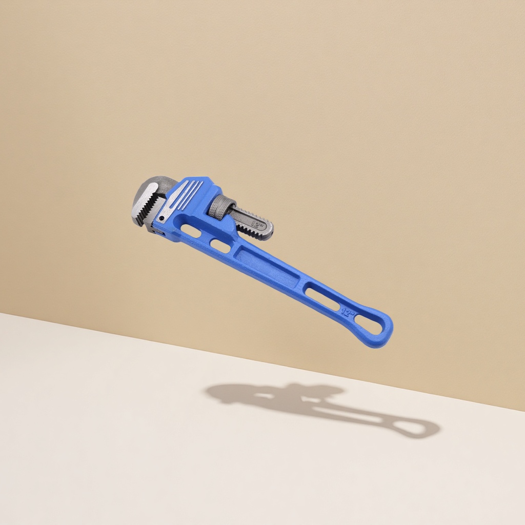 Blue pipe wrench, 12-inch anti-slip thickened chrome vanadium steel wrench tool Specification image