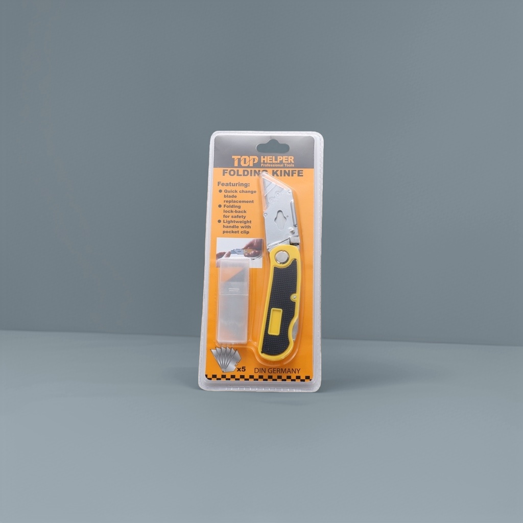 The multi-functional stainless steel folding knife is a portable mini knife with a safety lock design details Picture