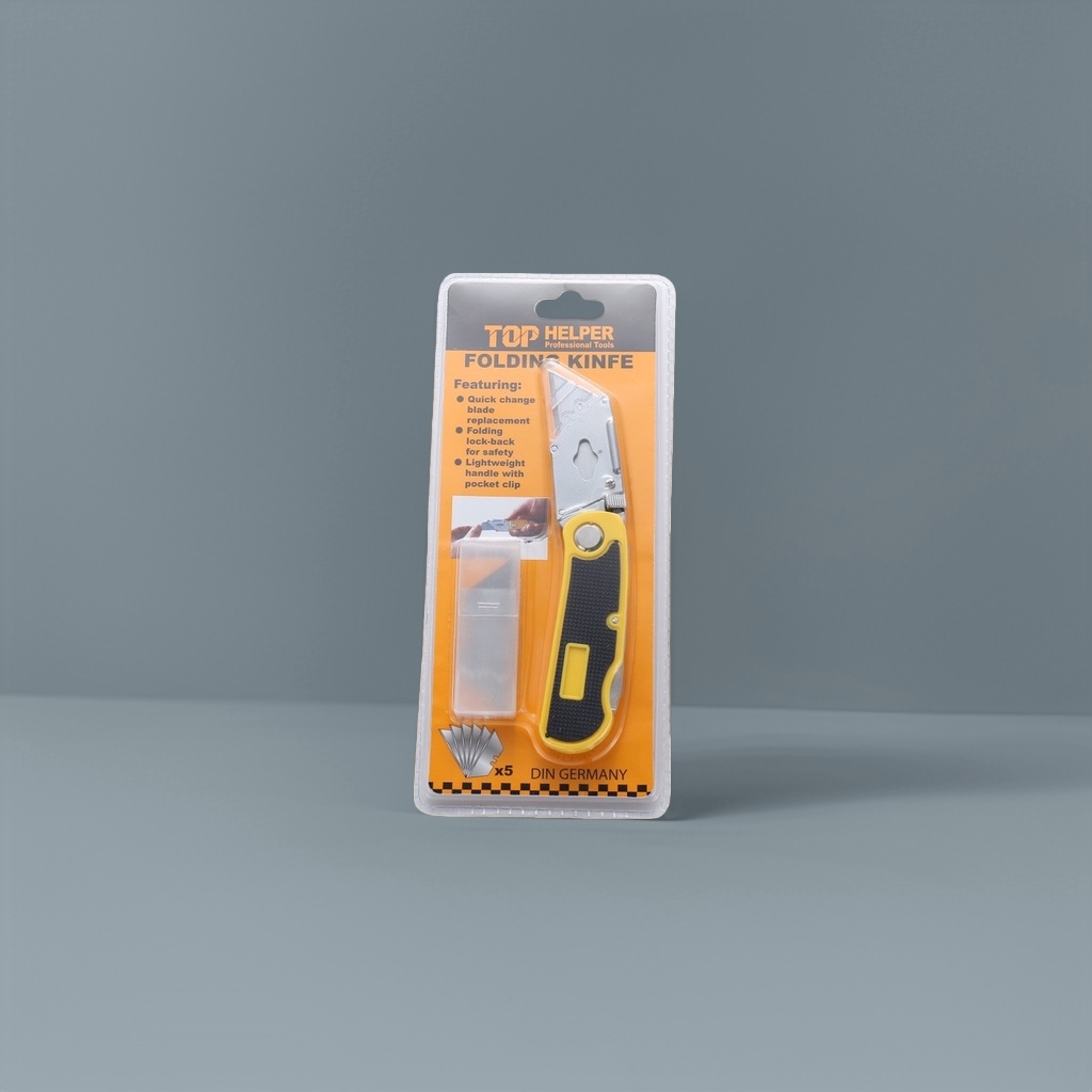 The multi-functional stainless steel folding knife is a portable mini knife with a safety lock design Specification image