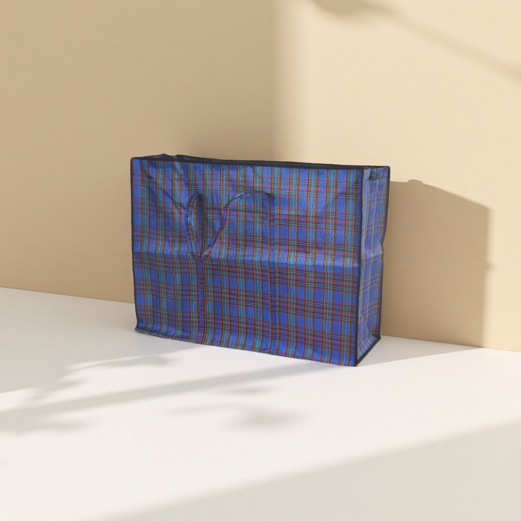 The checkered pattern handbag is a fashionable, simple and eco-friendly shopping bag that can be folded and has a large capacity Specification image
