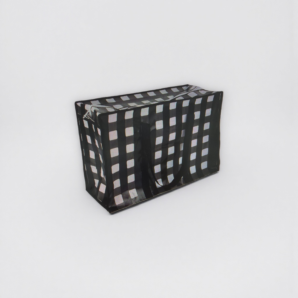 Black checkered pattern storage basket, multi-functional household organizing basket, woven storage basket details Picture