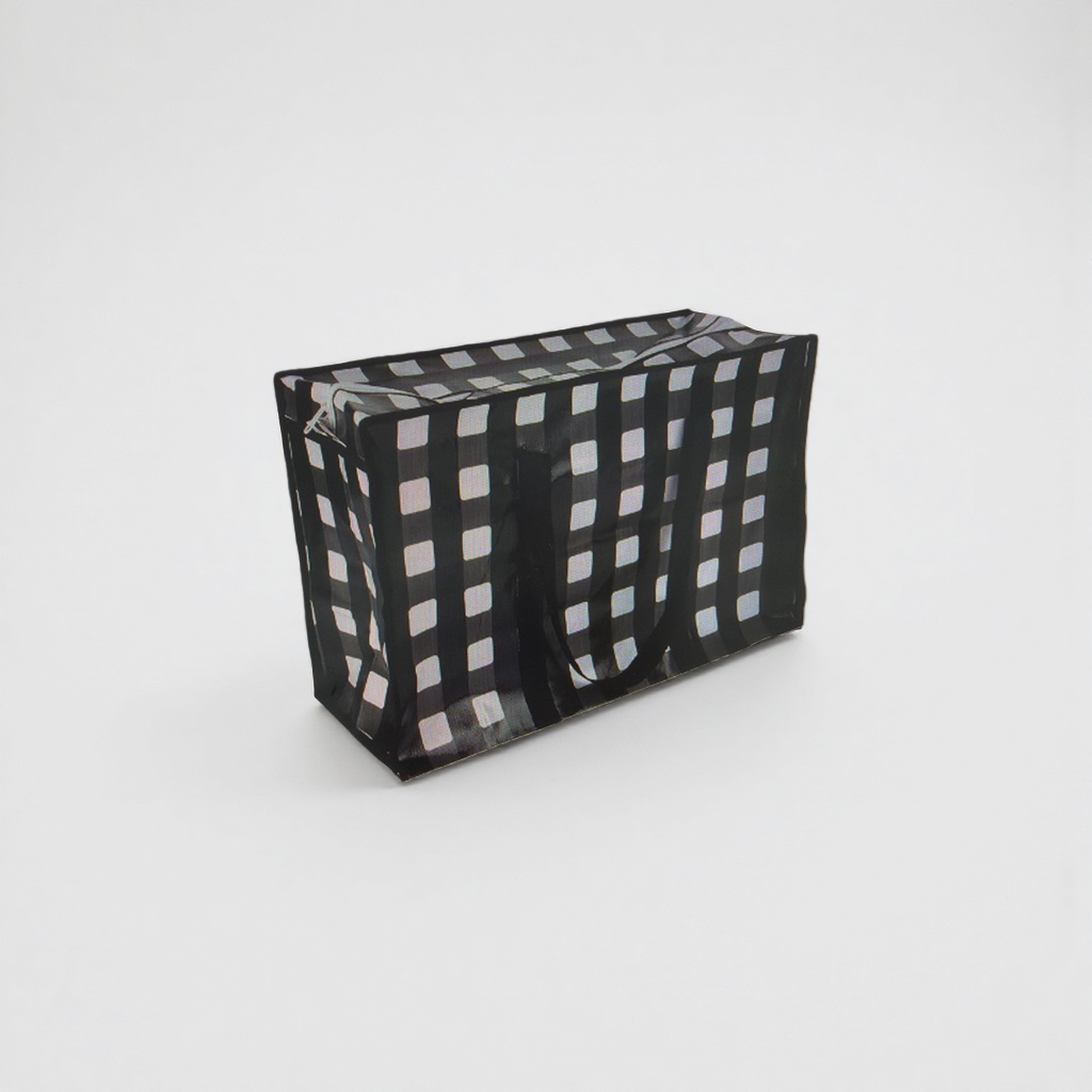 Black checkered pattern storage basket, multi-functional household organizing basket, woven storage basket Specification image