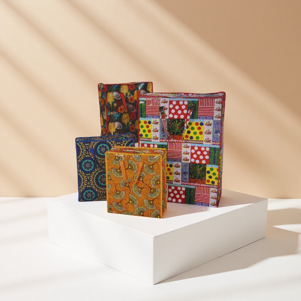 Colorful patterned fabric storage box, multi-functional desktop organization box, foldable storage box Specification image