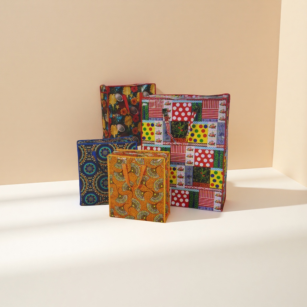 Colorful patterned fabric storage box, multi-functional desktop organization box, foldable storage box Application Scenario