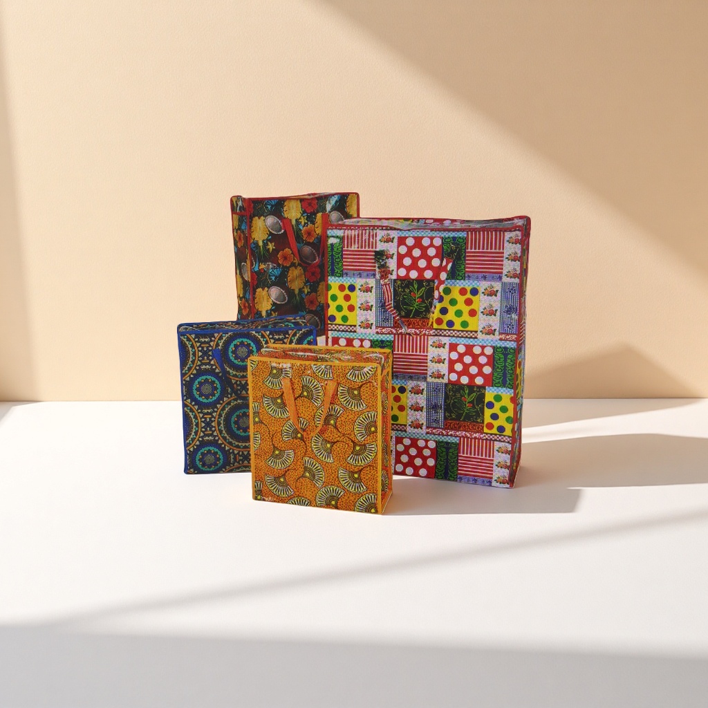 Colorful patterned fabric storage box, multi-functional desktop organization box, foldable storage box details Picture