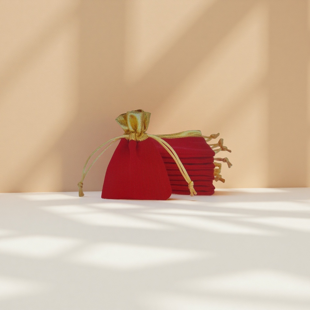 Red drawstring bag, large-capacity portable storage bag