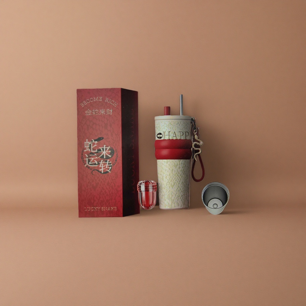 Golden Snake Brings Wealth Red packaging box insulated cup Application Scenario