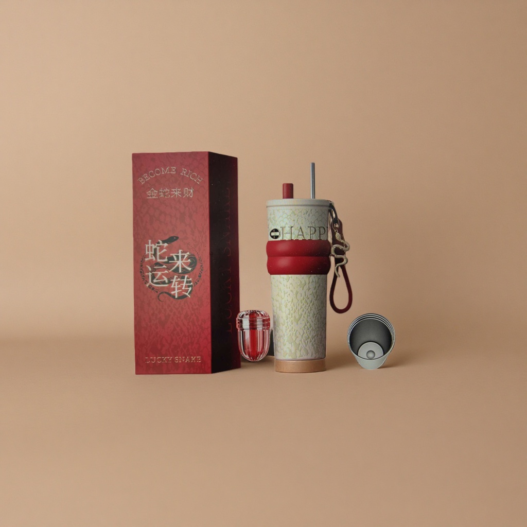 Golden Snake Brings Wealth Red packaging box insulated cup details Picture