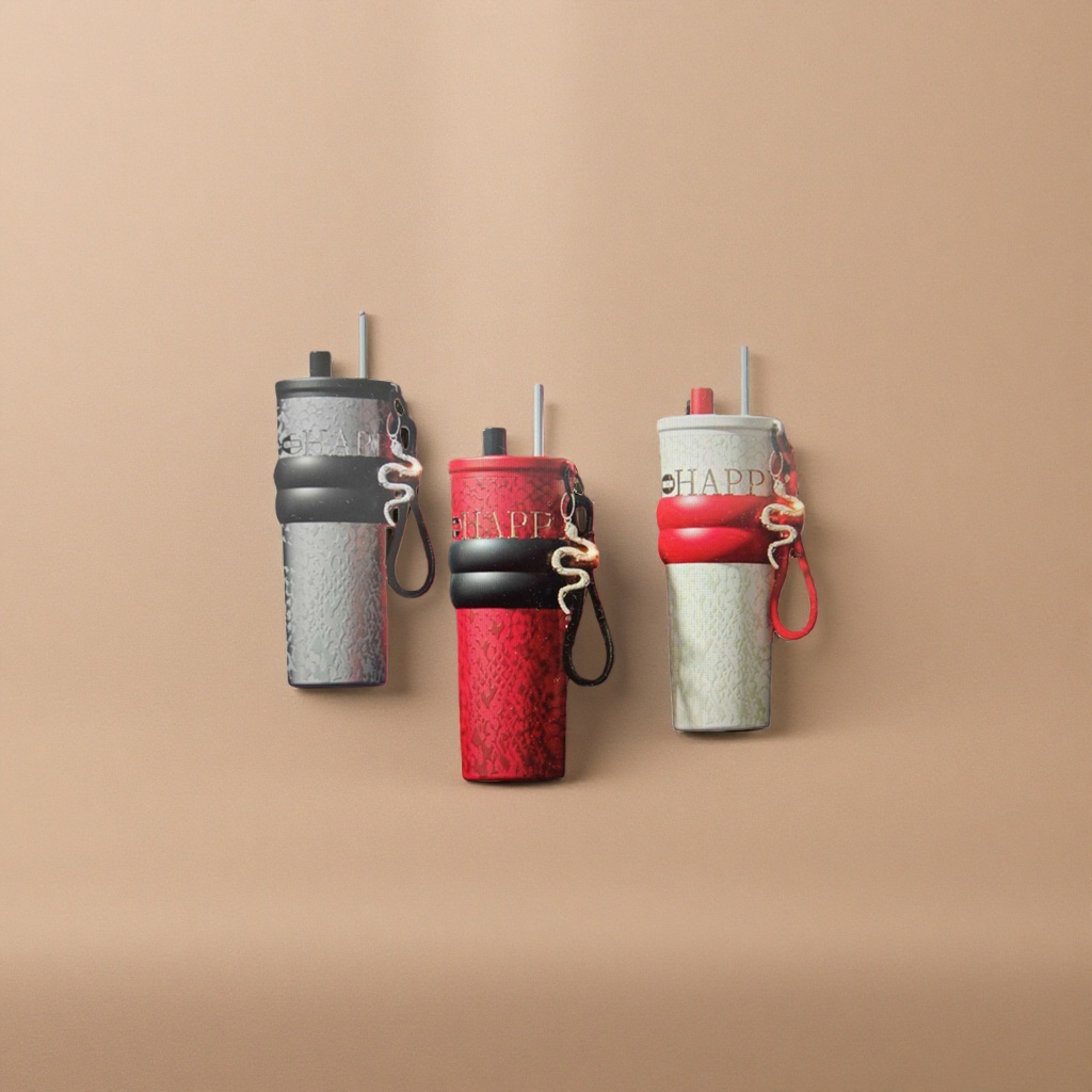 Three sets of HAPPY insulated cups with red background and snake-shaped decoration Specification image