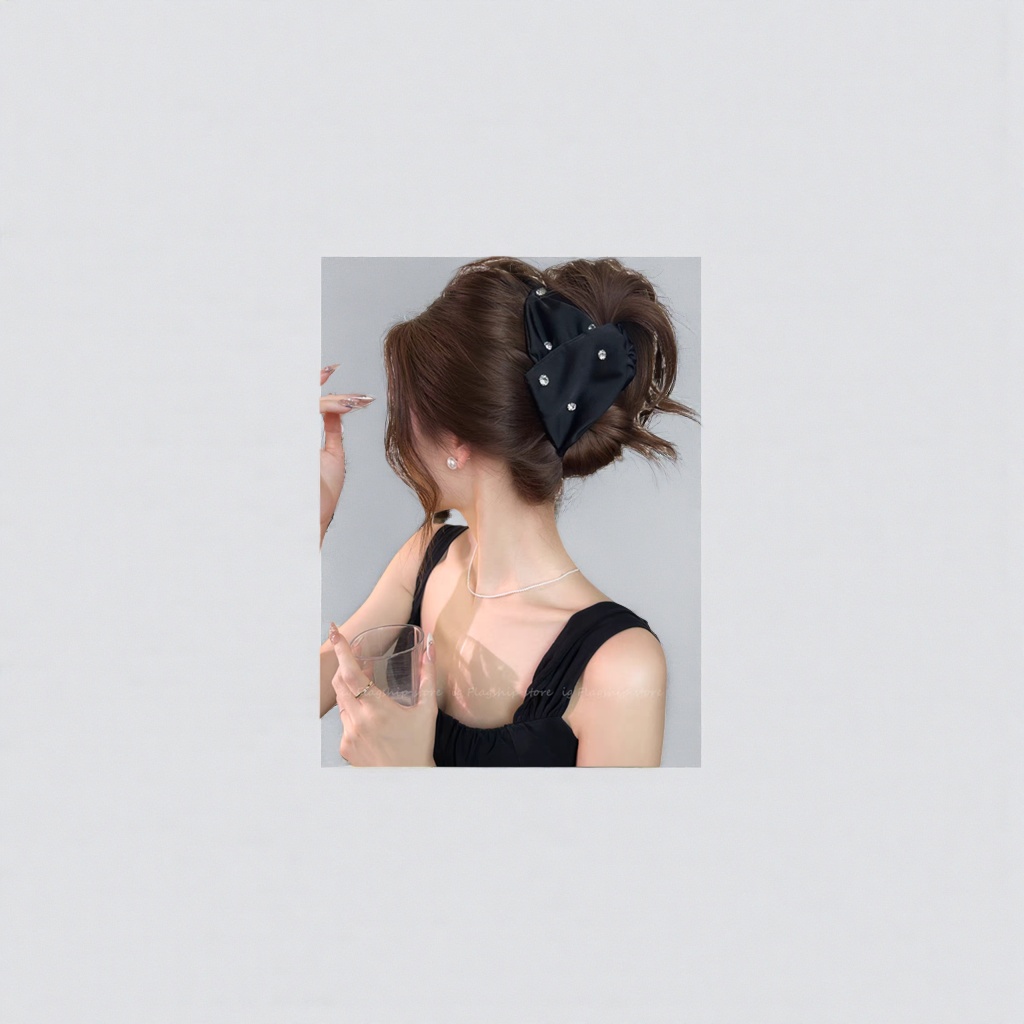 Negro silk bow accesorio para el cabello mujer espalda cabeza especial peinado decoración