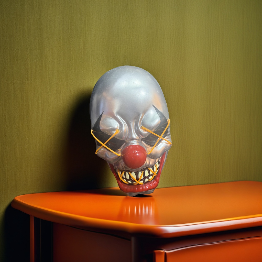 The horror clown mask is made of PVC soft rubber, which is lightweight and breathable. It is a Halloween performance prop Application Scenario