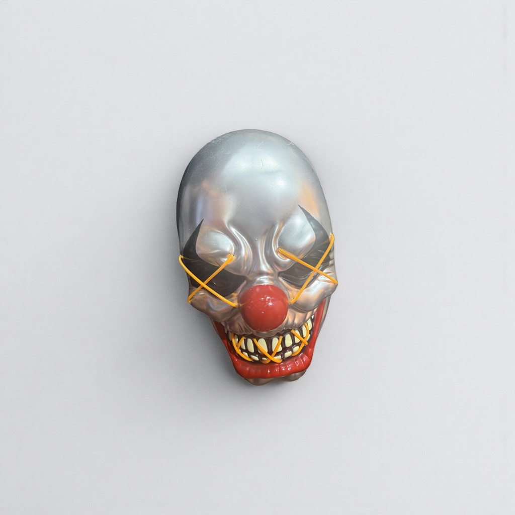 The horror clown mask is made of PVC soft rubber, which is lightweight and breathable. It is a Halloween performance prop