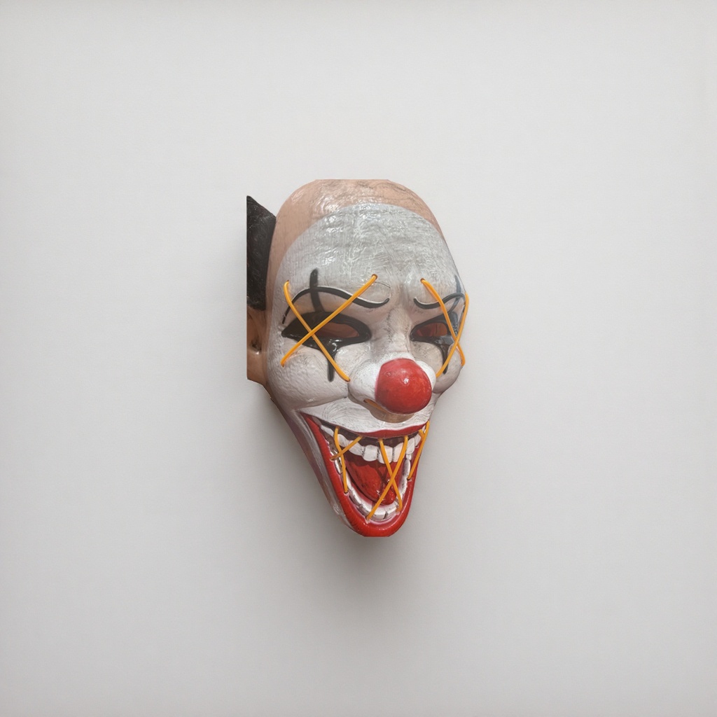 Horror clown mask, Halloween party makeup props, adult Halloween horror decoration details Picture