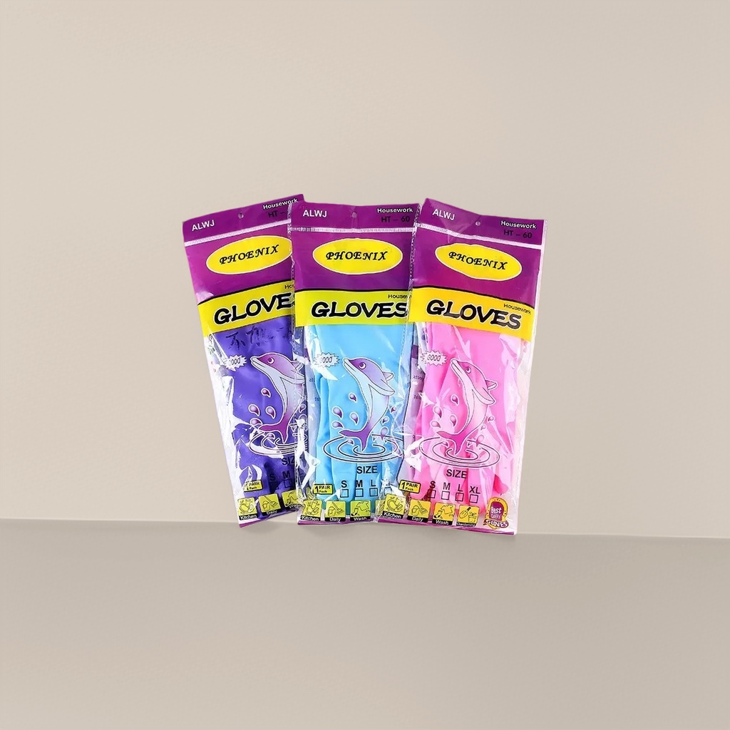 Household GLOVES in three colors purple blue pink dolphin pattern gloves gloves for kitchen cleaning and dishwashing Application Scenario
