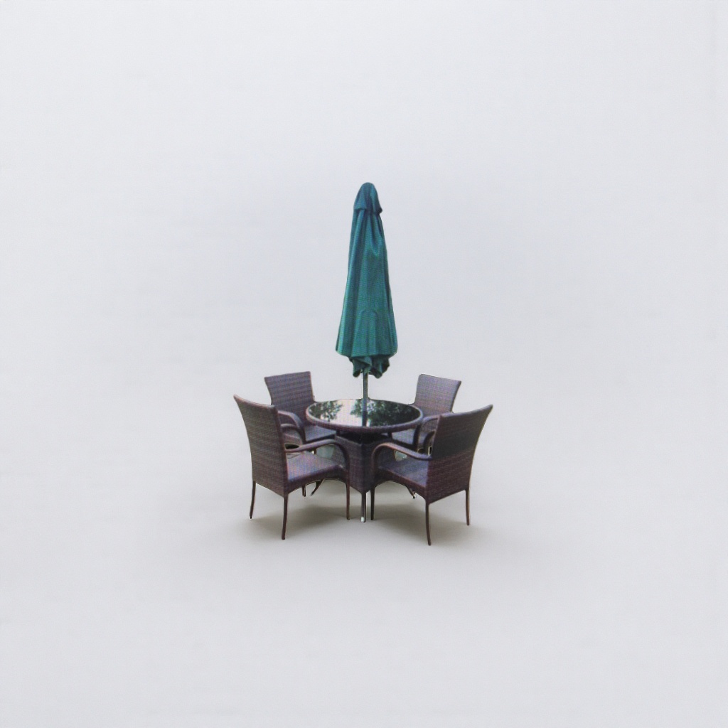 Outdoor furniture, tables, chairs and umbrellas set for sun protection and shading, suitable for courtyards and balconies
