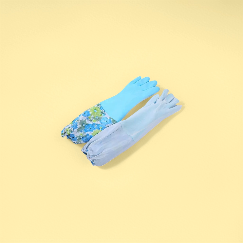 Thickened blue rubber gloves, anti-slip and wear-resistant, household cleaning and labor protection gloves details Picture
