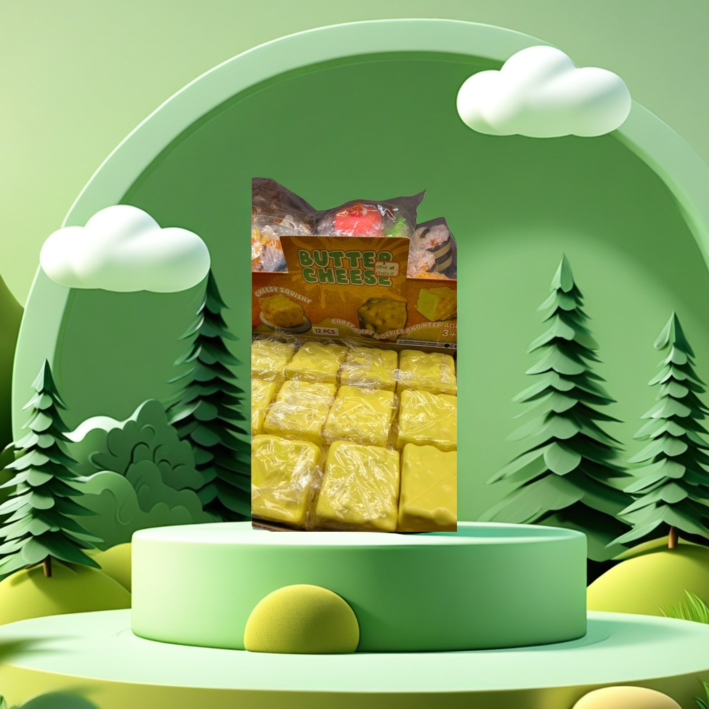 Yellow cheese-shaped extrusion toy, a cute and fun office stress-relieving toy details Picture