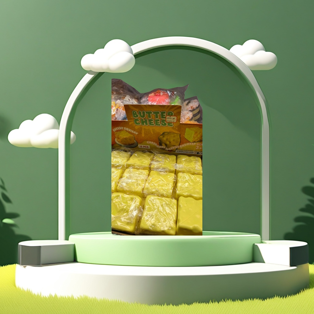 Yellow cheese-shaped extrusion toy, a cute and fun office stress-relieving toy Specification image