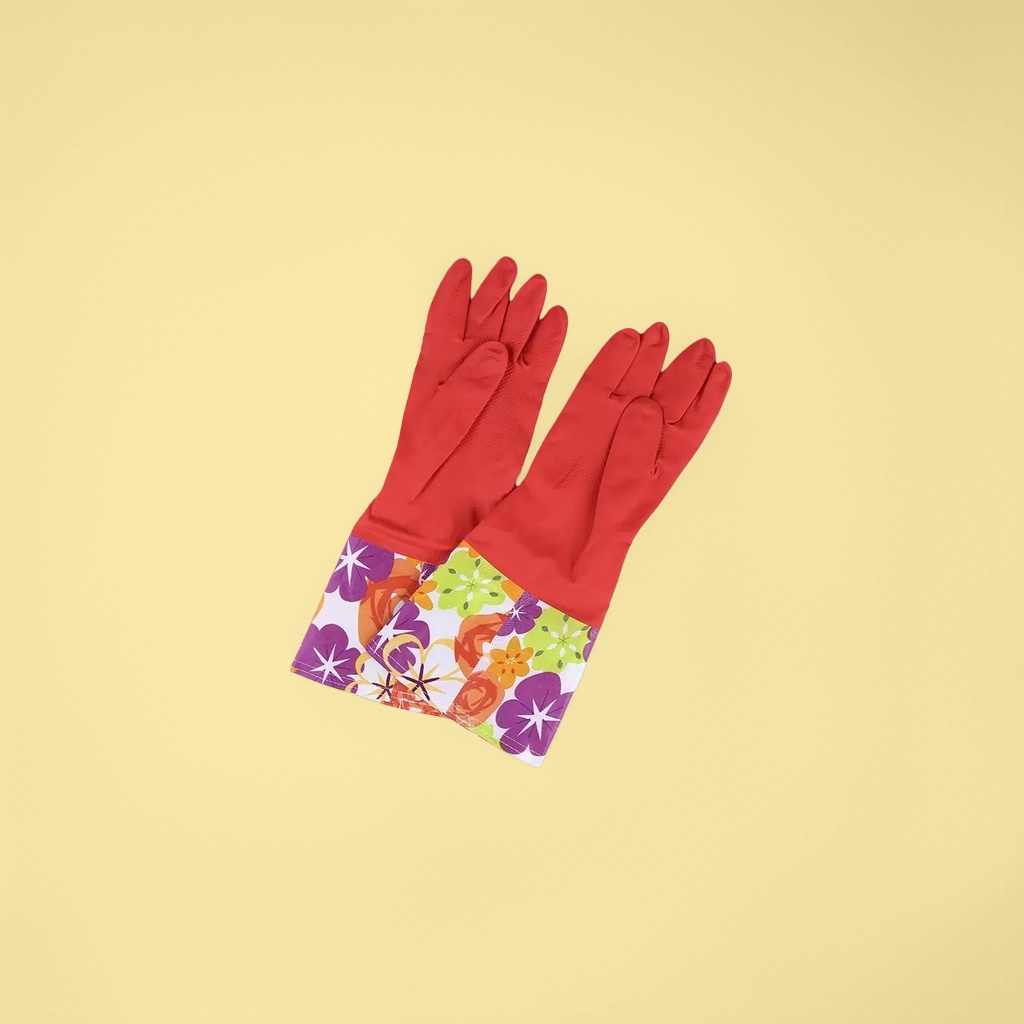 Red rubber gloves with anti-slip and wear-resistant thickened design, suitable for both men and women, household cleaning and labor protection gloves