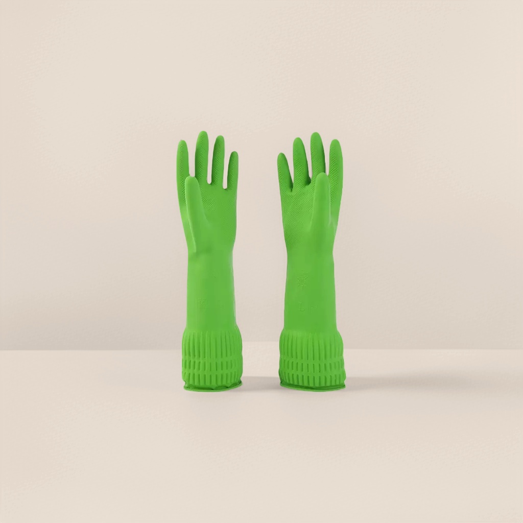 Green rubber gloves, anti-slip, wear-resistant and thickened, household kitchen cleaning and labor protection supplies