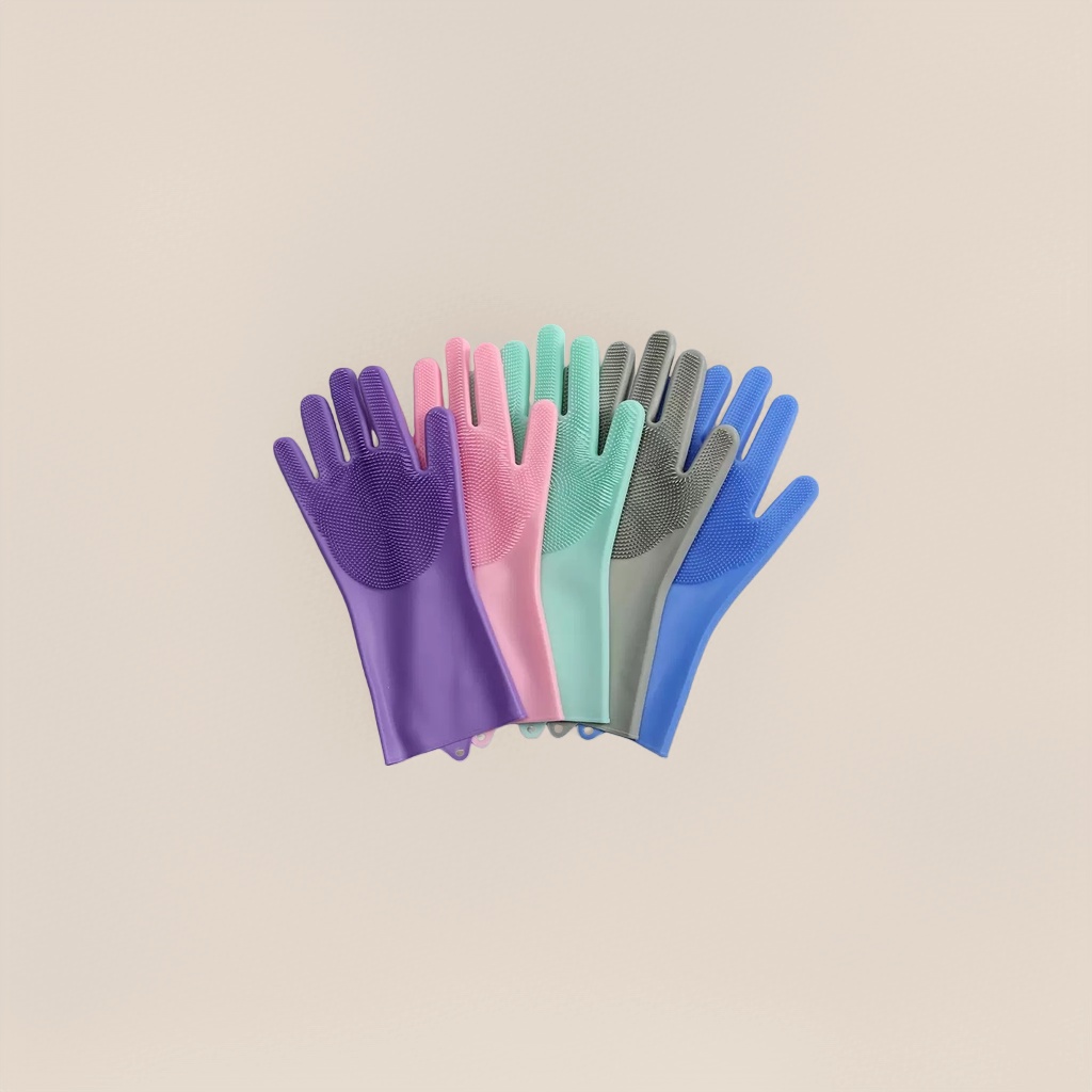 Colored silicone cleaning gloves, thickened and anti-slip, for kitchen dishwashing and household chores
