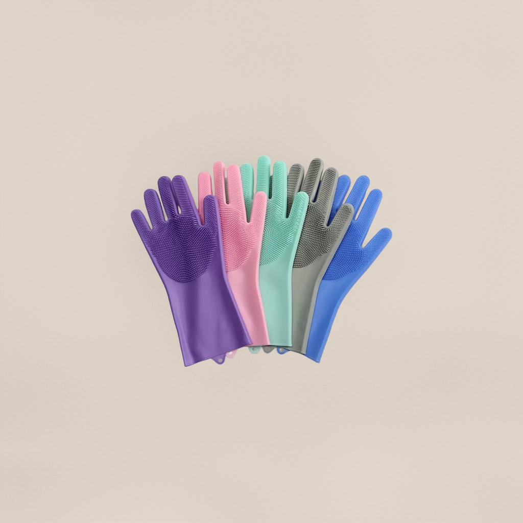 Colored silicone cleaning gloves, thickened and anti-slip, for kitchen dishwashing and household chores Application Scenario