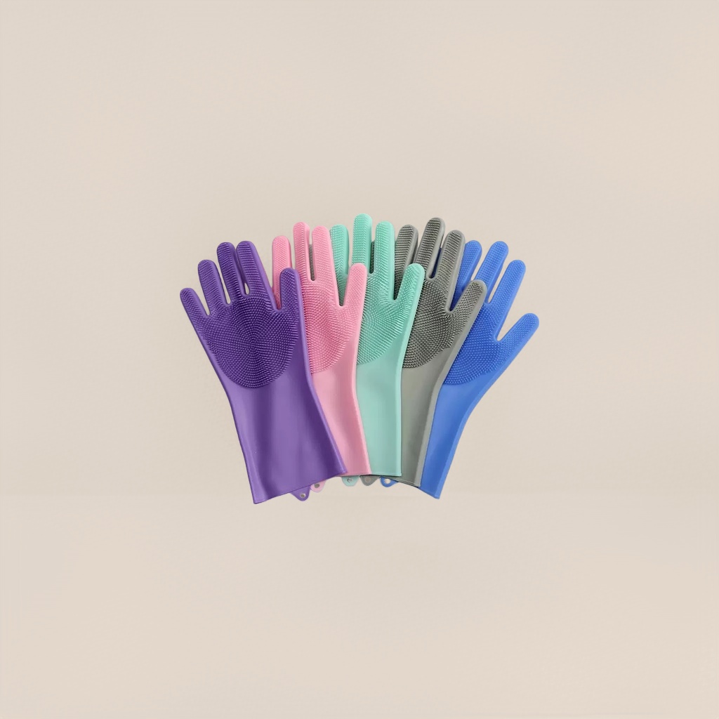 Colored silicone cleaning gloves, thickened and anti-slip, for kitchen dishwashing and household chores Specification image