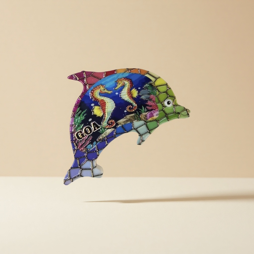Colorful seahorse pattern dolphin-shaped decorative fridge magnets, fridge magnets, cultural and creative products