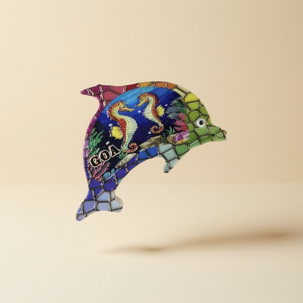 Colorful seahorse pattern dolphin-shaped decorative fridge magnets, fridge magnets, cultural and creative products Specification image