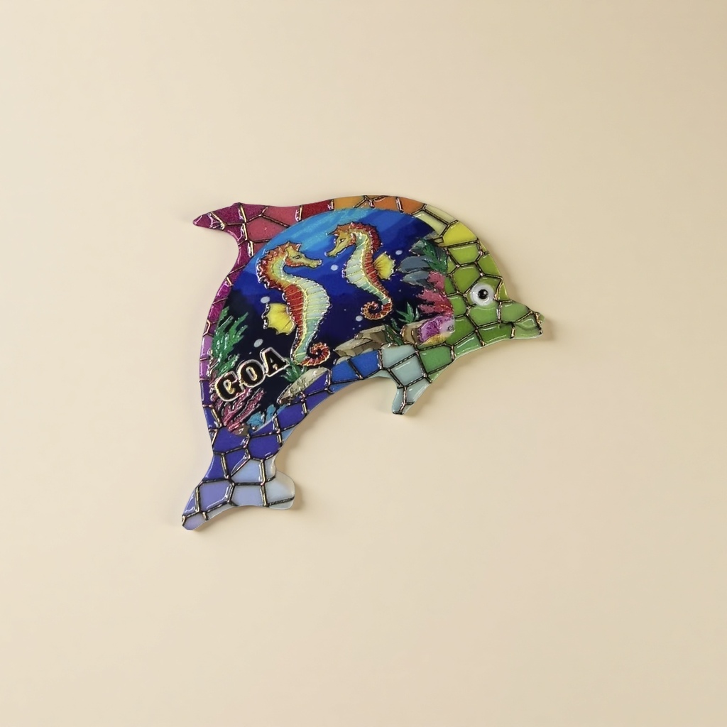 Colorful seahorse pattern dolphin-shaped decorative fridge magnets, fridge magnets, cultural and creative products details Picture