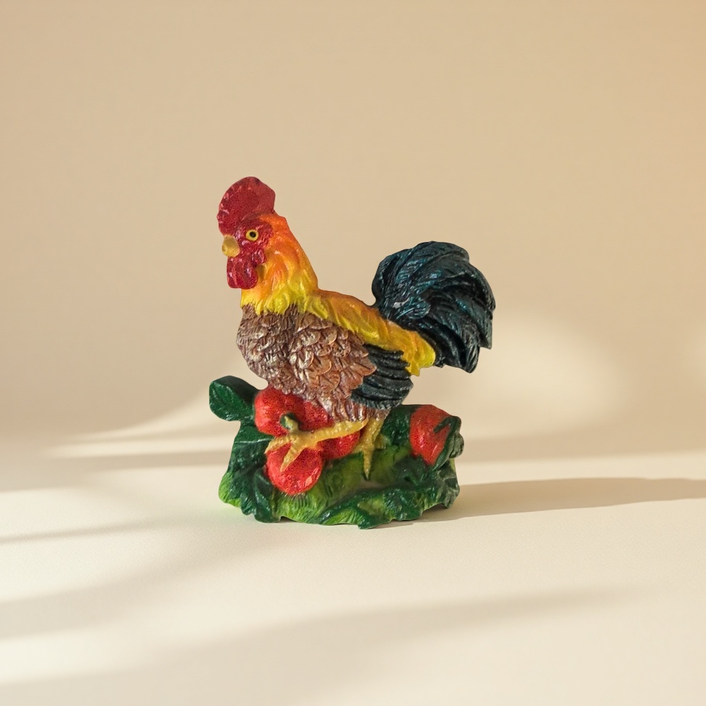 Colorful rooster sculpture ornaments, living room entrance decoration, copper resin craft gifts, refrigerator stickers, refrigerator stickers, refrigerator stickers, cultural and creative products