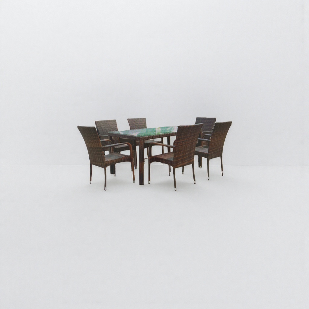 Outdoor furniture, dining table and chair set, solid wood and ironwork combination, suitable for balconies and courtyards