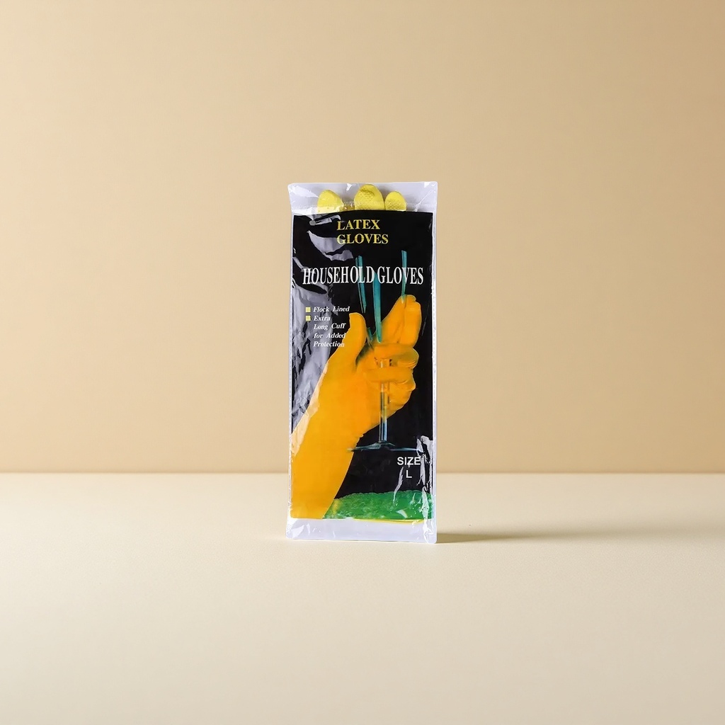 Yellow latex gloves, food-grade thickened, anti-slip and wear-resistant, disposable for household kitchen use