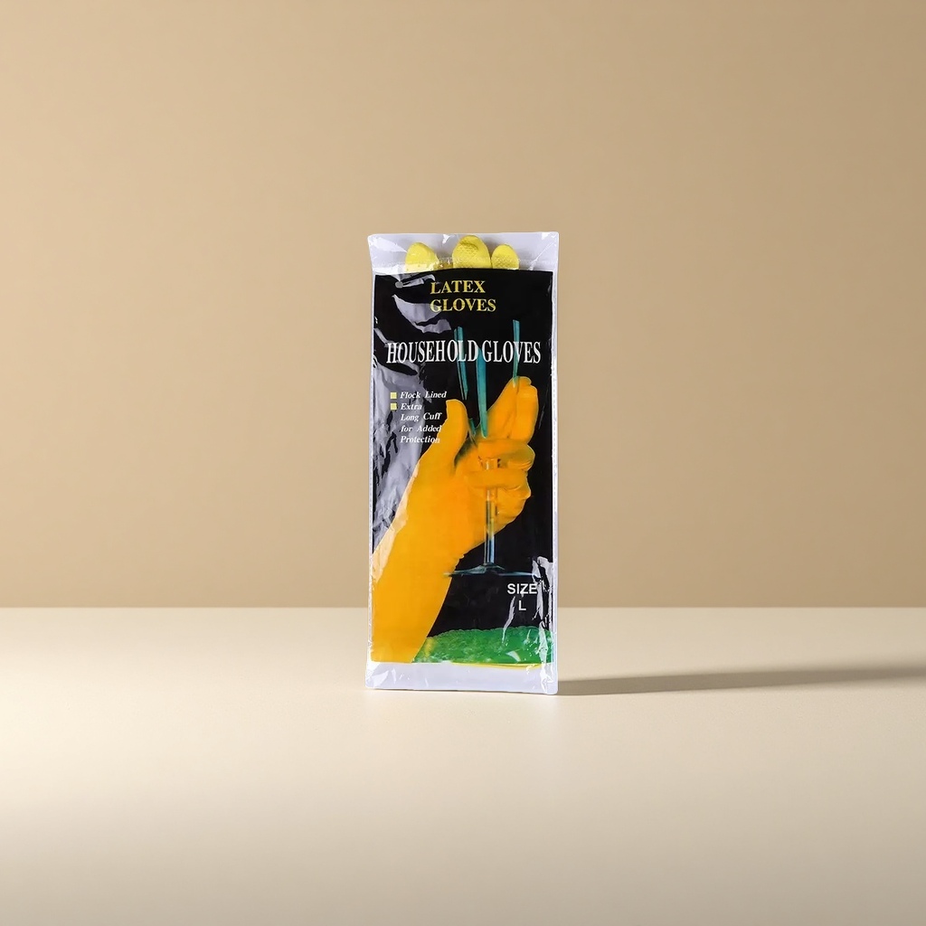 Yellow latex gloves, food-grade thickened, anti-slip and wear-resistant, disposable for household kitchen use details Picture