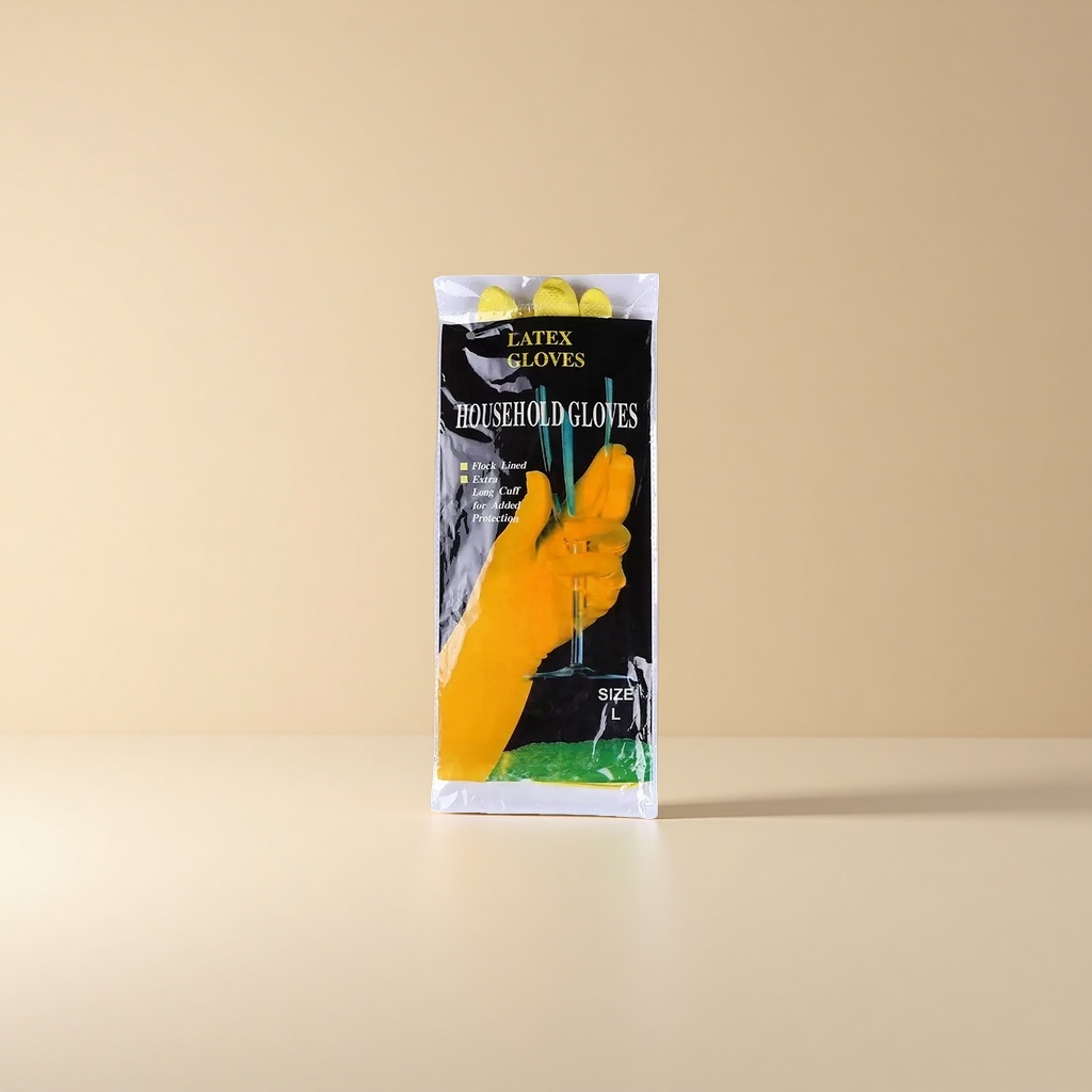 Yellow latex gloves, food-grade thickened, anti-slip and wear-resistant, disposable for household kitchen use Specification image