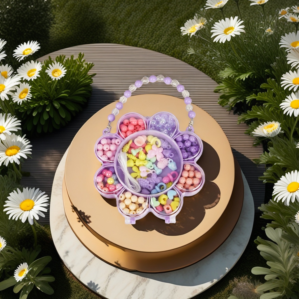 紫色花朵造型串珠收纳盒创意手工DIY饰品整理盒